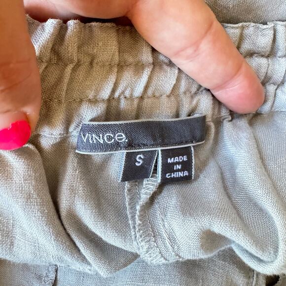 Womens Vince 100% Linen Drawstring Pants SM Lt Gray Office Work Casual Pull On - Picture 5 of 6